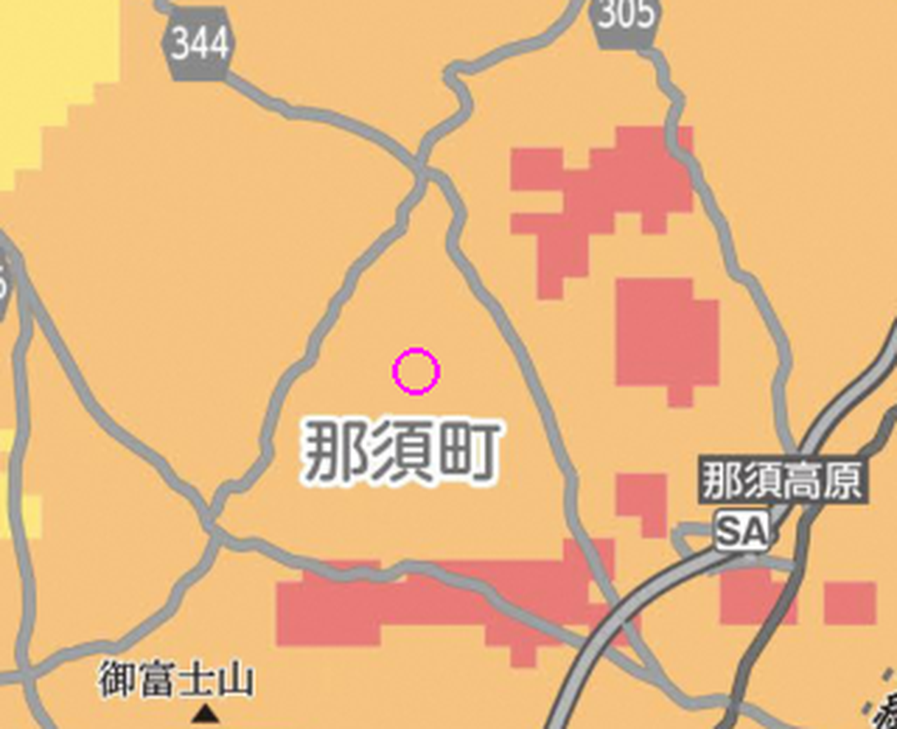 揺れやすさマップ around the lot (rings are 0.5 km)