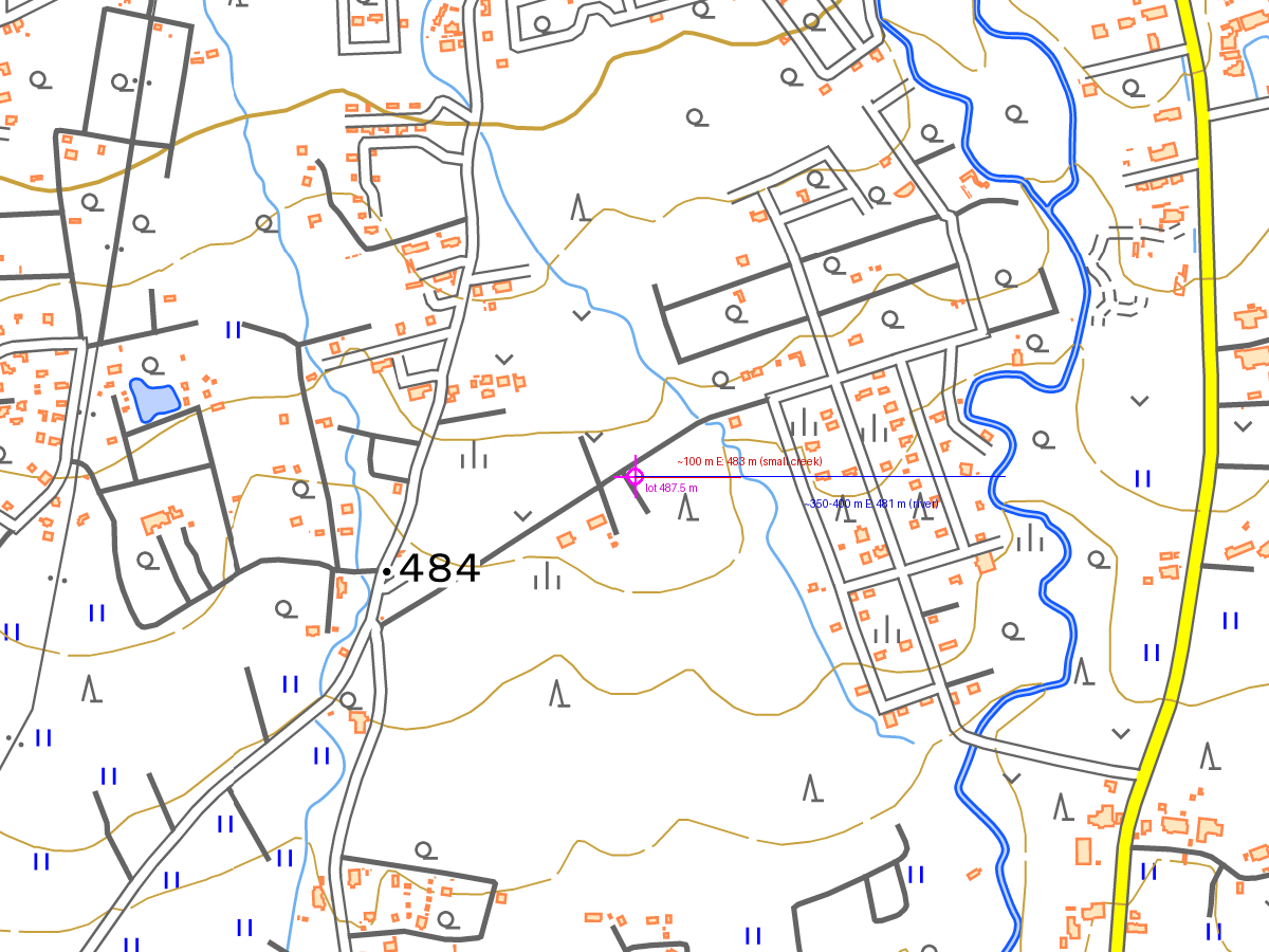 GSI standard map around the lot, annotated